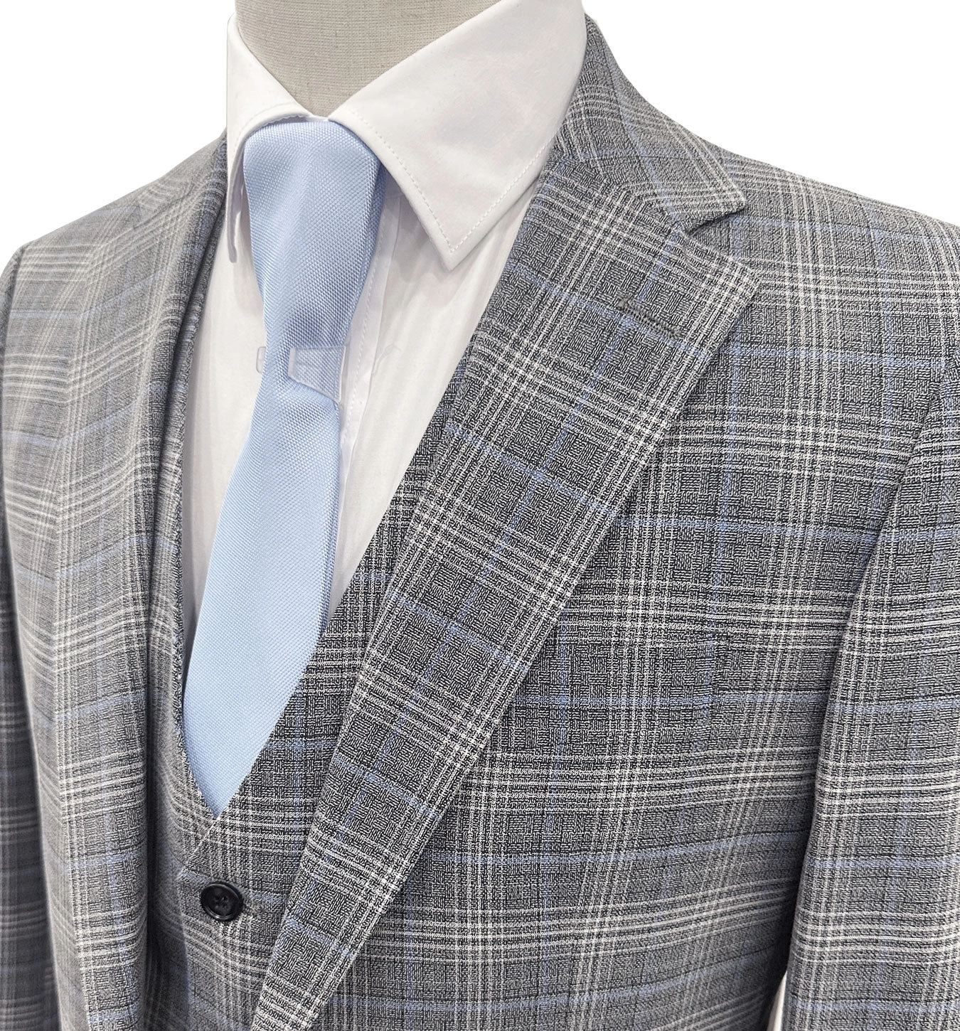 Angelo Rossi: Glen Check Gray & Blue Suit – Modern Fit. Sharp & Stylish!